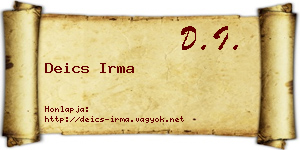 Deics Irma névjegykártya